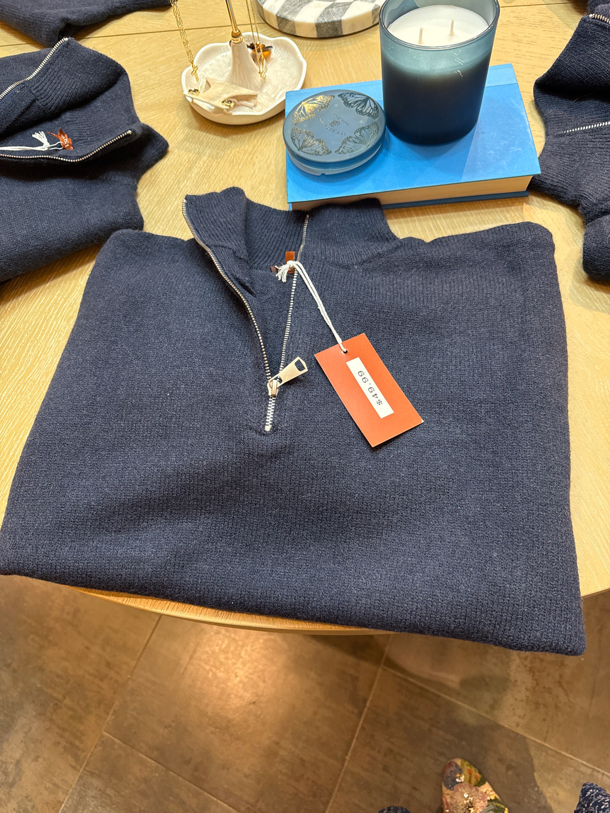 Blue quarter zip top